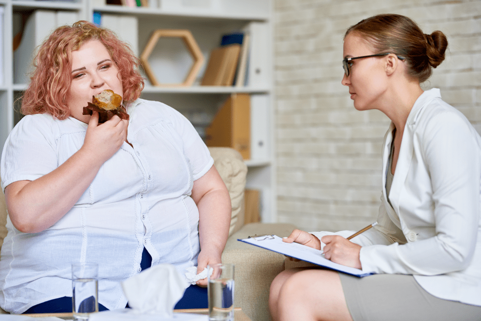 Overweight woman on an appointment with a specialist